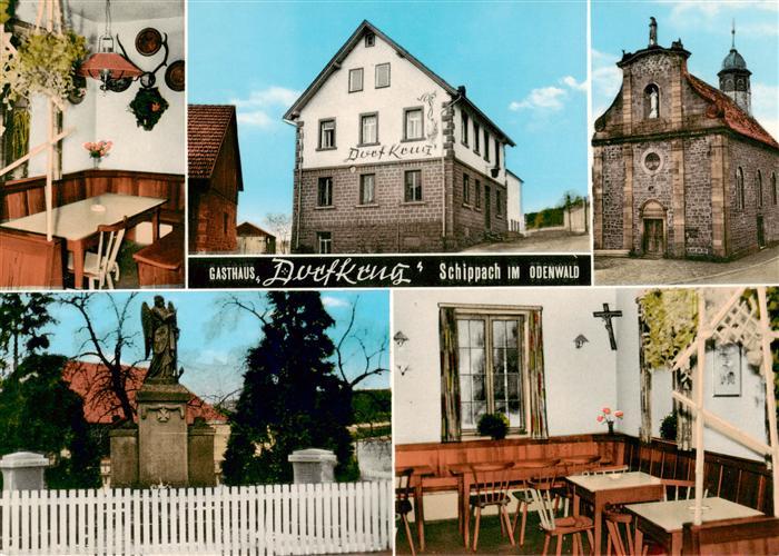 Schippach Elsenfeld Gasthaus Dorfkrug Gastraum Kirche Friedhof Gedenkstein