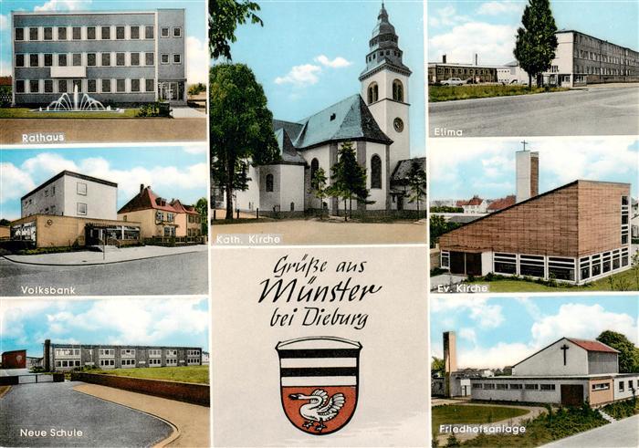 Muenster Dieburg Hessen Rathaus Volksbank Neue Schule Kath Kirche Elima Ev Kirch