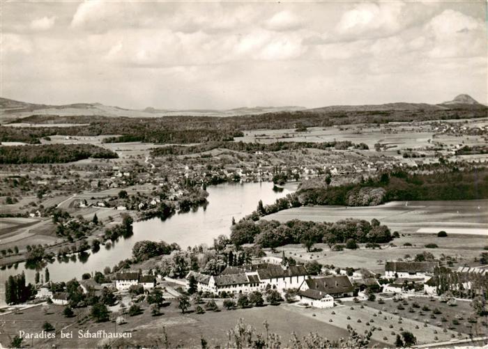 Paradies Rhein Fliegeraufnahme mit Gasthaus zum Kreuz