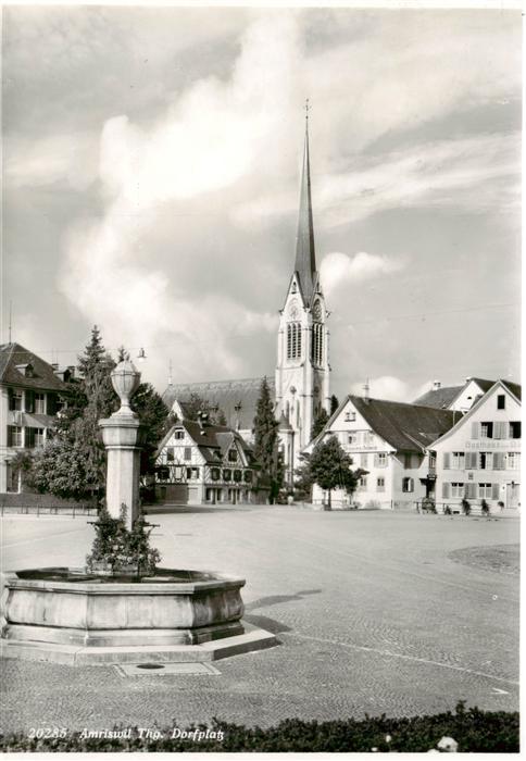 Amriswil Amrisweil TG Dorfplatz Brunnen Kirche
