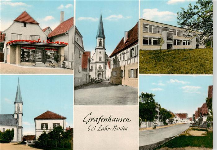 Grafenhausen Ortenau Kappel-Grafenhausen Lebensmittelgeschaeft Kirche Schule Str