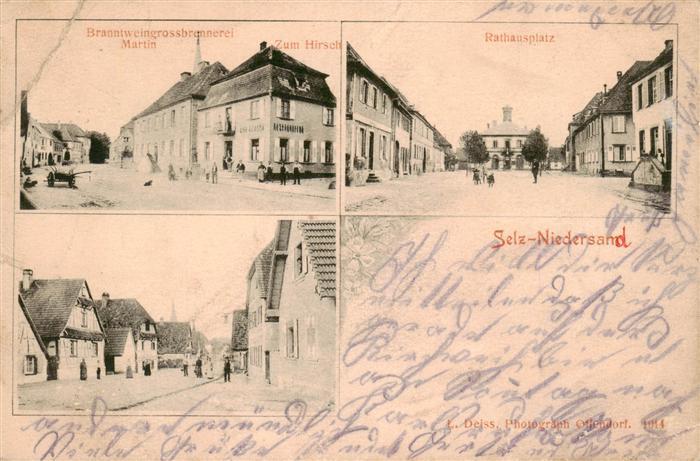 Niedersand Selz 67 Bas-Rhin Branntweinbrennerei Gasthaus zum Hirsch Rathausplatz