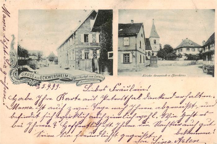 Eckwersheim 67 Bas-Rhin Wirtschaft zum Löwen Kirche Gemeindehau