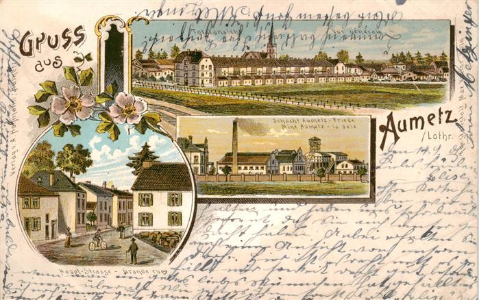 Aumetz 57 Moselle Totalansicht Hauptstrasse Schacht Aumetz
