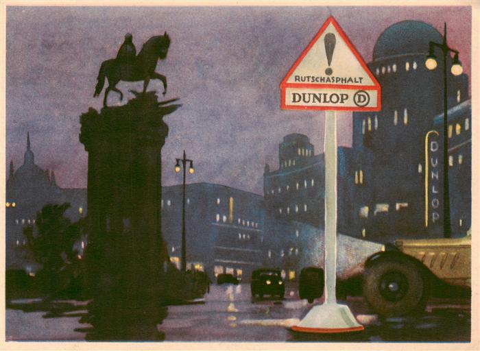 Dresden Elbe bei Nacht Denkmal Reiterstandbild Schild Rutschasphalt Dunlop