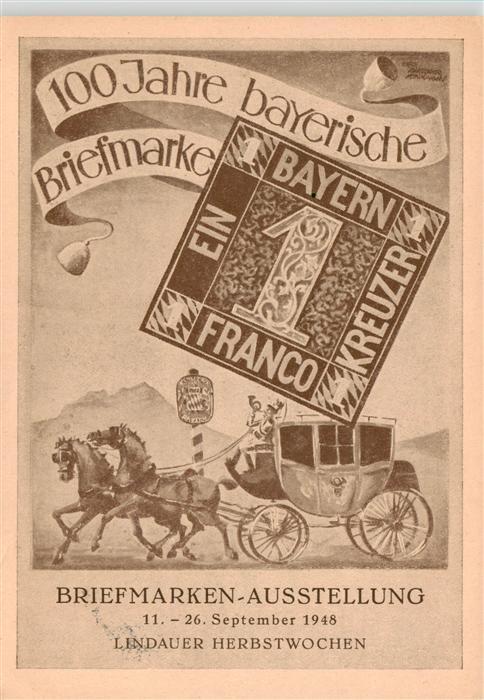Lindau  Bodensee Briefmarken-Ausstellung 100 Jahre bayerische Briefmarke Postkut