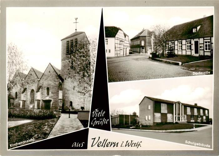 Vellern Kirche Dorfmotiv Schulgebaeude