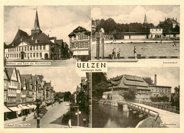 Uelzen Lueneburger Heide Rathaus Turm Marienkirche Freibad Strassenpartie Aussen