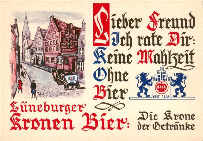 LueNEBURG  CITY Werbung Lueneburger Kronen Bier Kuenstlerkarte