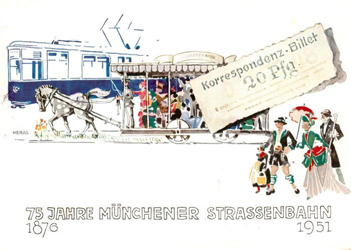 Muenchen Bayern 75 Jahre Muenchener Strassebahn Korrespondenz-Billet 20 Pfg. Kue