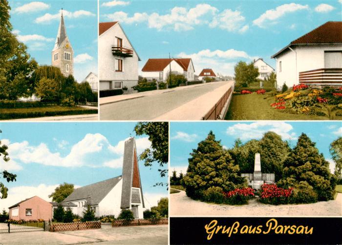 Parsau Teilansichten Kirche Hauptstrasse Gedenkstein