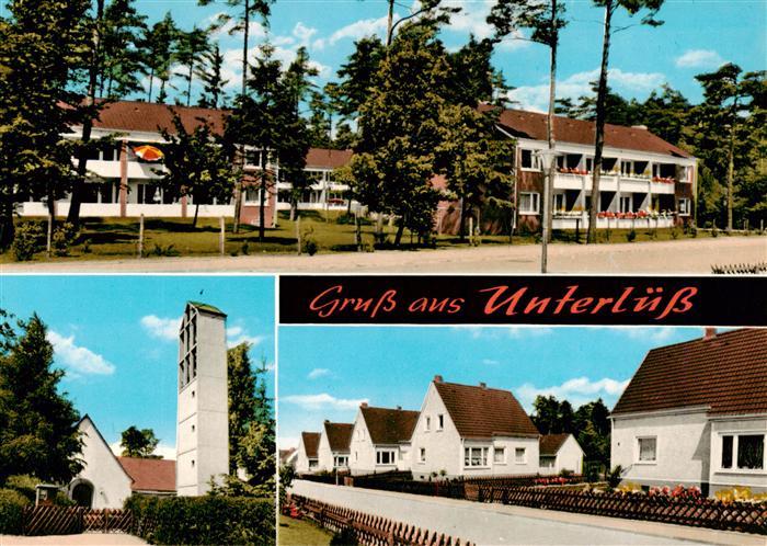 Unterluess Teilansichten Kirche Wohnsiedlung
