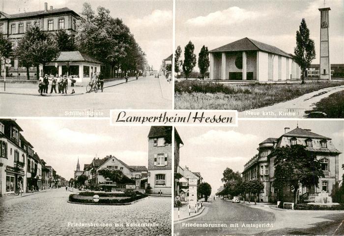 Lampertheim Bergstrasse Schiller-Schule Katholische Kirche Friedensbrunnen Kaise