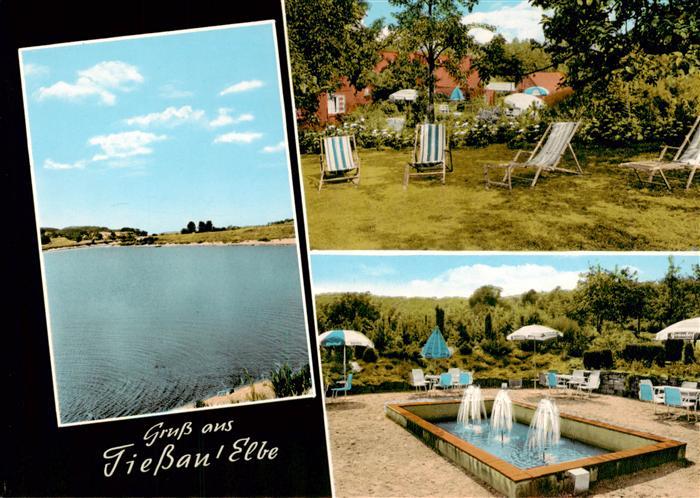 Tiessau Elbe Hitzacker Partie an der Elbe Gasthaus Pension Waldesruh Garten