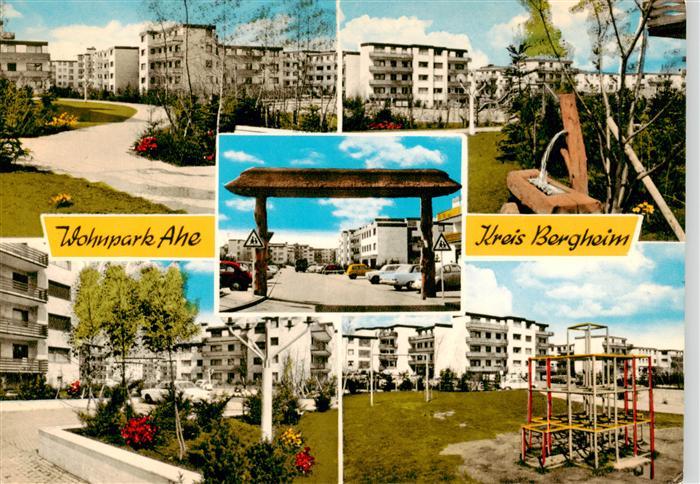 Ahe Bergheim Wohnpark Hochhaeuser Kinderspielplatz Brunnen