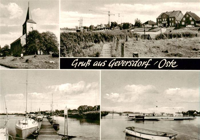 Geversdorf Niederelbe Kirche Teilansichten Bootsanleger Faehre