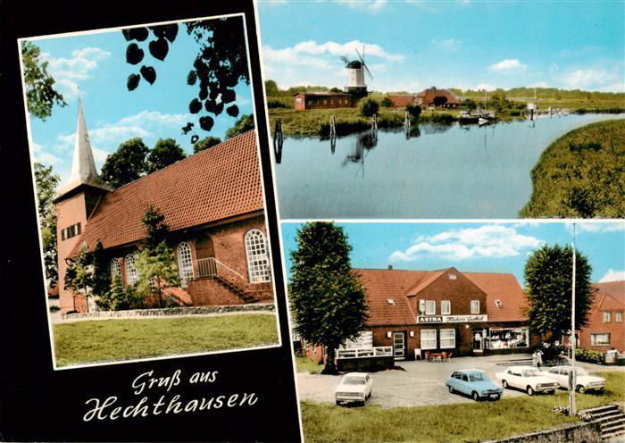 Hechthausen Kirche Gasthof Partie am Wasser