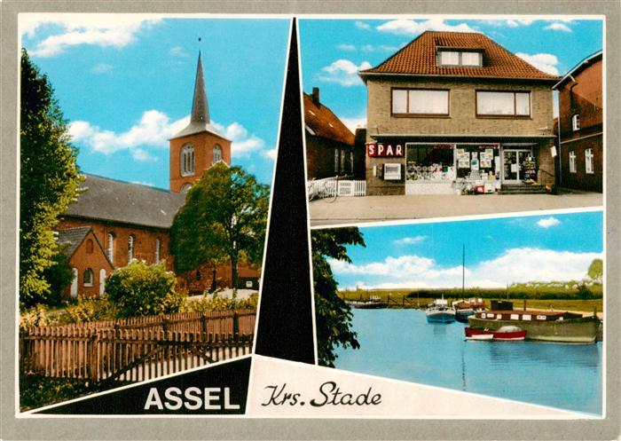 Assel Drochtersen Kirche SPAR-Markt Partie am Wasser