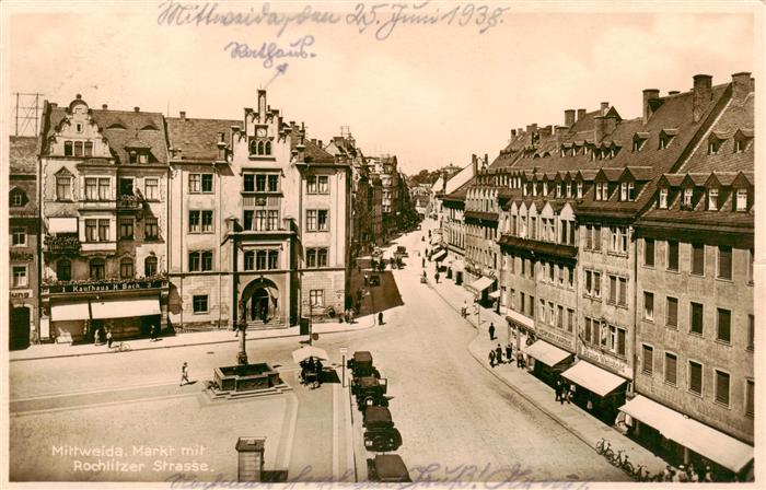 Mittweida Markt mit Rochlitzer Strasse