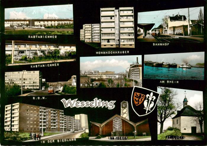 Wesseling Kastanienweg Wohnhochhaeuser Bahnhof ROW Rhein In der Siedlung St Jose