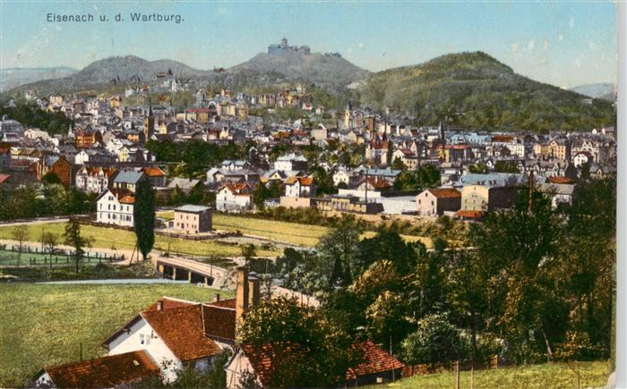 EISENACH Thueringen Stadtpanorama Blick gegen die Wartburg