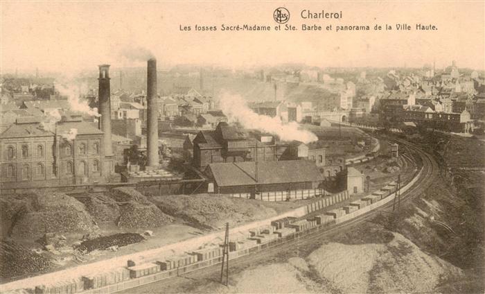 Charleroi  Belgie Les fosses Sacré-Madame et Sainte Barbe Panorama de la Ville H