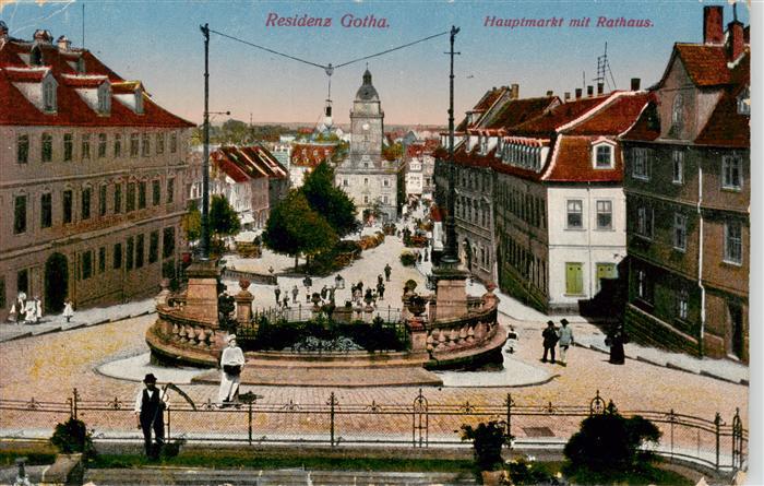 Gotha  Thueringen Residenz Gotha Hauptmarkt mit Rathaus Feldpost