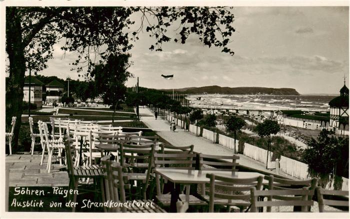 Goehren Ostseebad Ruegen Ausblick von der Strandkonditorei Terrasse