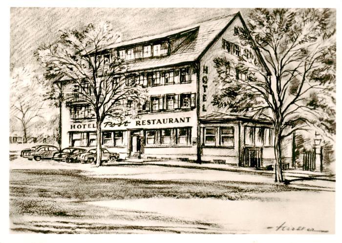 Nuertingen Hotel Post Zeichnung