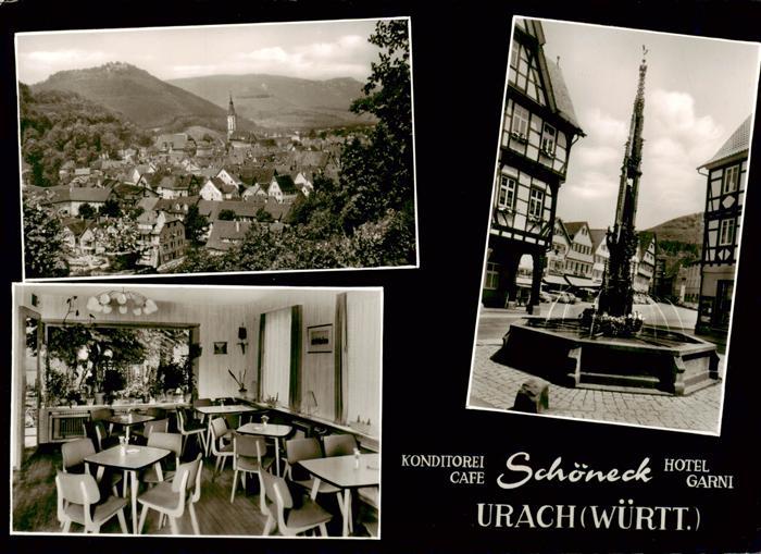 Urach Bad Konditorei Cafe Schoeneck Panorama Brunnen