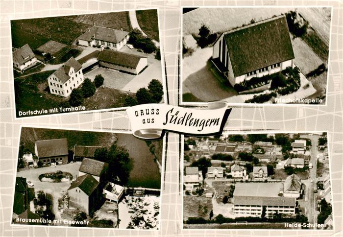 Suedlengern Dorfschule mit Turnhalle Friedhofskapelle Brausemuehle mit Elsewehr