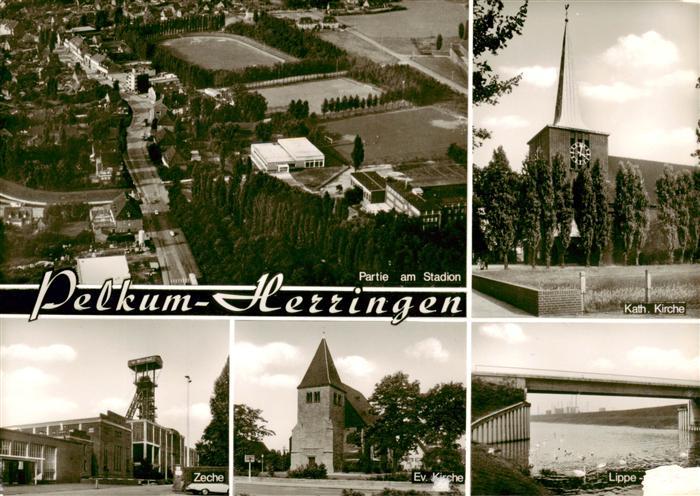 Herringen Pelkum Hamm Fliegeraufnahme Stadion Kath Kirche Zeche Ev Kirche Lippe