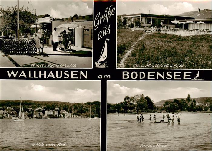 Wallhausen Bodensee Nagels Schnellimbiss Strandbadkiosk Cafe Blick vom See Stran