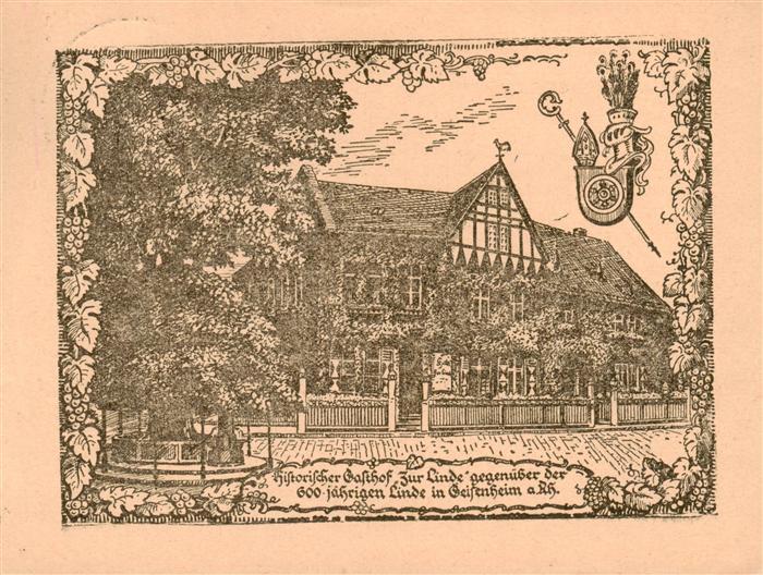 Geisenheim Historischer Gasthof Zur Linde Zeichnung