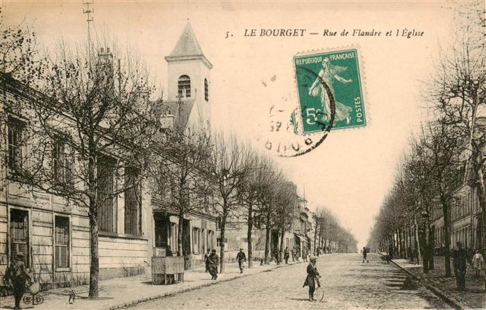 Le Bourget 93 Seine-Saint-Denis Rue de Flandre et l'Eglise