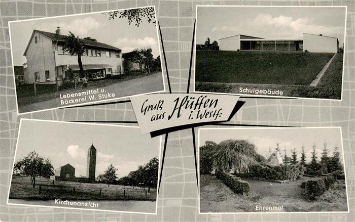 Hueffen Buende Westfalen Lebensmittel und Baeckerei Stuke Schulgebaeude Kirchena