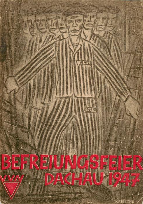 Dachau Befreiungsfeier Dachau 1947 Kuenstlerkarte Sonderstempel
