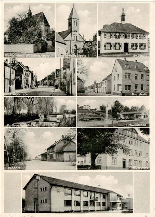 Durmersheim Kirchen Strassenpartien Federbach Schwimmbad Bahnhof Schule Rathaus