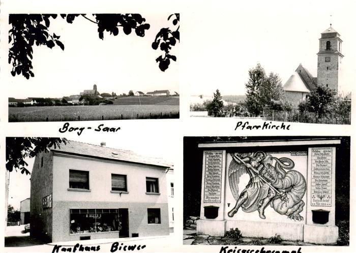 Borg Perl-Sinz Mosel Panorama Pfarrkirche Kaufhaus Kriegerehrenmal