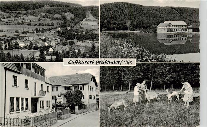 Graefendorf  Unterfranken Panorama Uferpartie am Wasser Gasthaus Wild