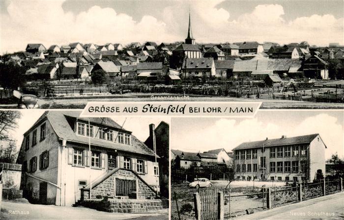 Steinfeld Lohr Ortsansicht mit Kirche Rathaus Schule