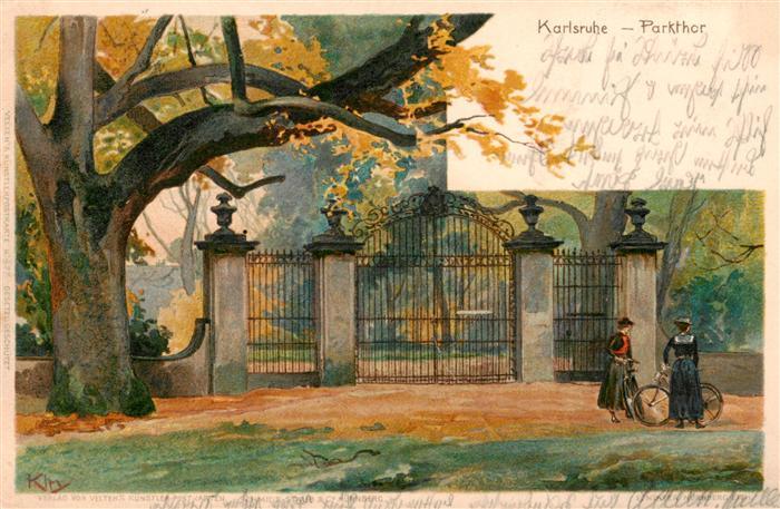 Karlsruhe Baden Parktor Kuenstlerkarte