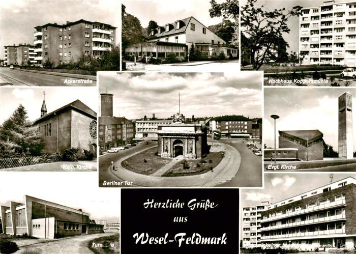 Feldmark Wesel Rhein Ackerstrasse Hochhaus Koppersmuehle Kath Kirche Berliner To
