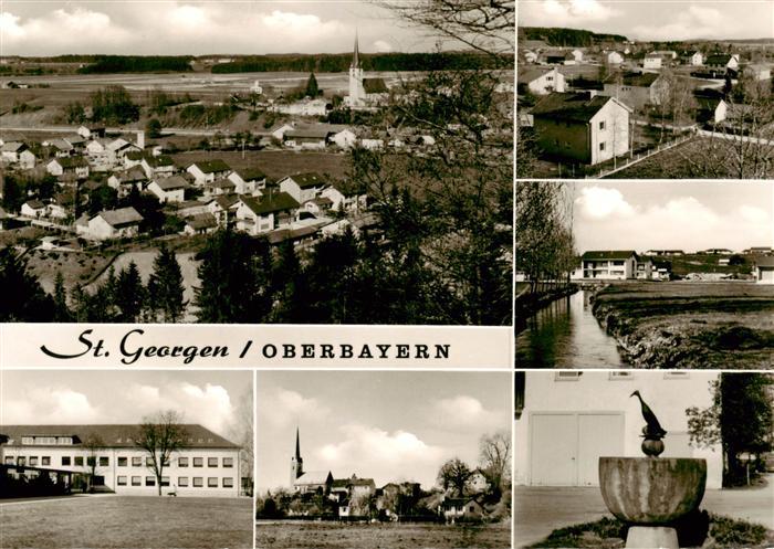 St Georgen Chiemgau Panorama Ortsansichten Schule Kirche Brunnen