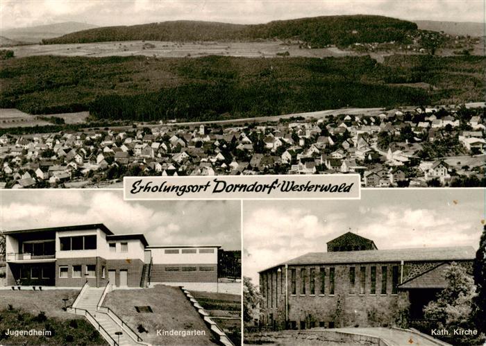 Dorndorf Westerwald Fliegeraufnahme Jugendheim Kindergarten Kath Kirche