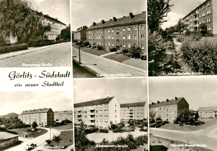 Goerlitz Sachsen Teilansichten Suedstadt Strassenpartien Wohnsiedlung Hochhaeus