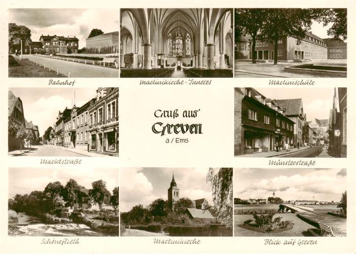 Greven Westfalen Bahnhof Inneres der Martinikirche Schule Marktstrasse Muenster