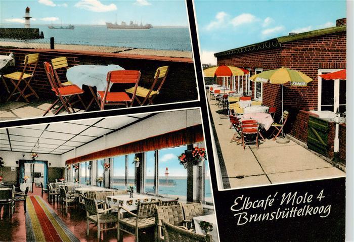 Brunsbuettelkoog ElbCafe Mole 4 Gastraum Terrasse Blick auf die Elbe