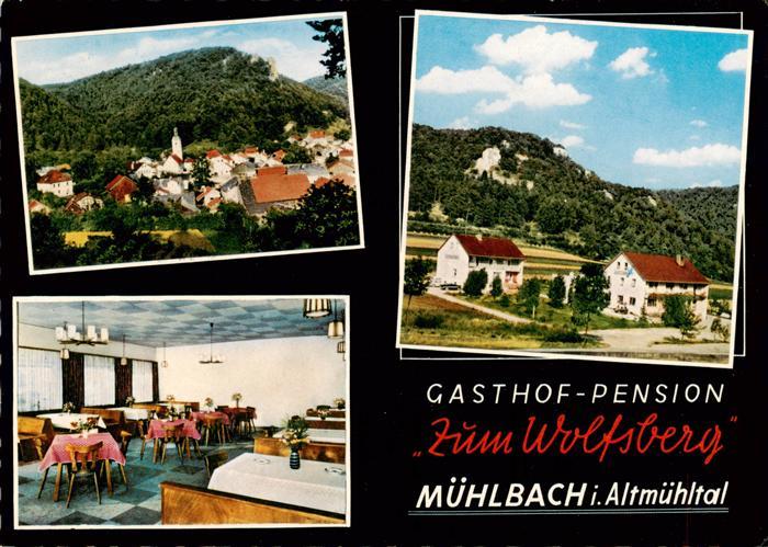 Muehlbach Altmuehltal Gasthof Pension zum Wolfsberg Ortsansicht mit Kirche
