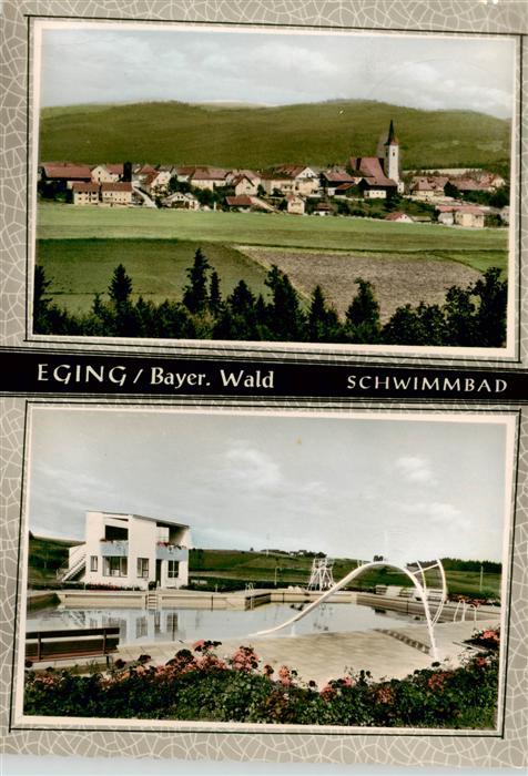 Eging  See Bayerischer Wald Panorama Ortsansicht mit Kirche Freibad